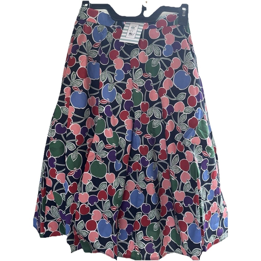 TULIP B Cherries  WOMEN'S‎ Vintage Inspired Floral POCKETS ZIP SKIRT NWT Novelty